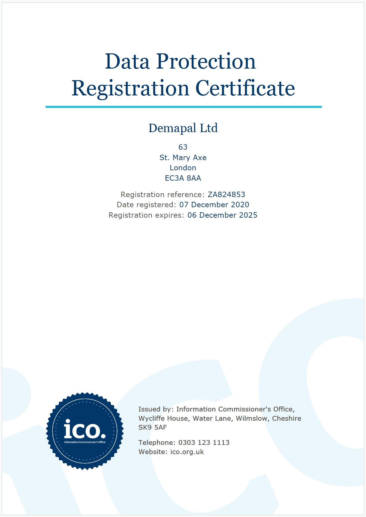 ICO Certificate 2023-2024